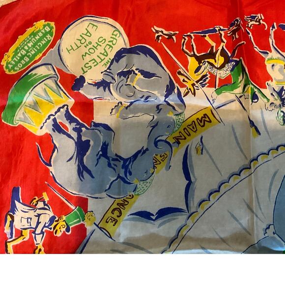 Vintage Rare Ringling Bros. Barnum & Bailey Pure Silk Linbro Scarf 28in x 28in - Picture 5 of 10